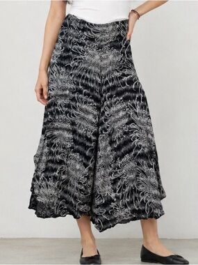 Womens Boho Floral Wide Leg Gaucho Pant Sz Small Festival Breathable Lightweight